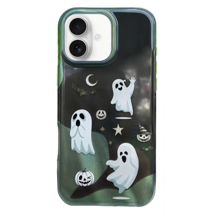 For iPhone 17 Rounded Edge IMD Pattern TPU Phone Case(Ghost)
