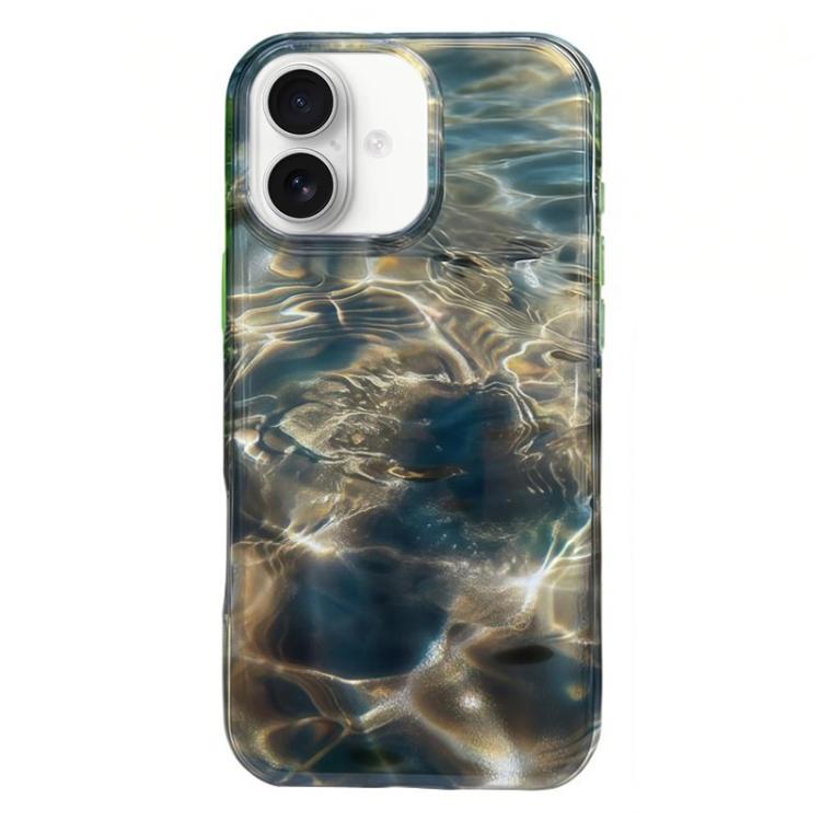 For iPhone 17 Rounded Edge IMD Pattern TPU Phone Case(Grey Water Ripple Texture)