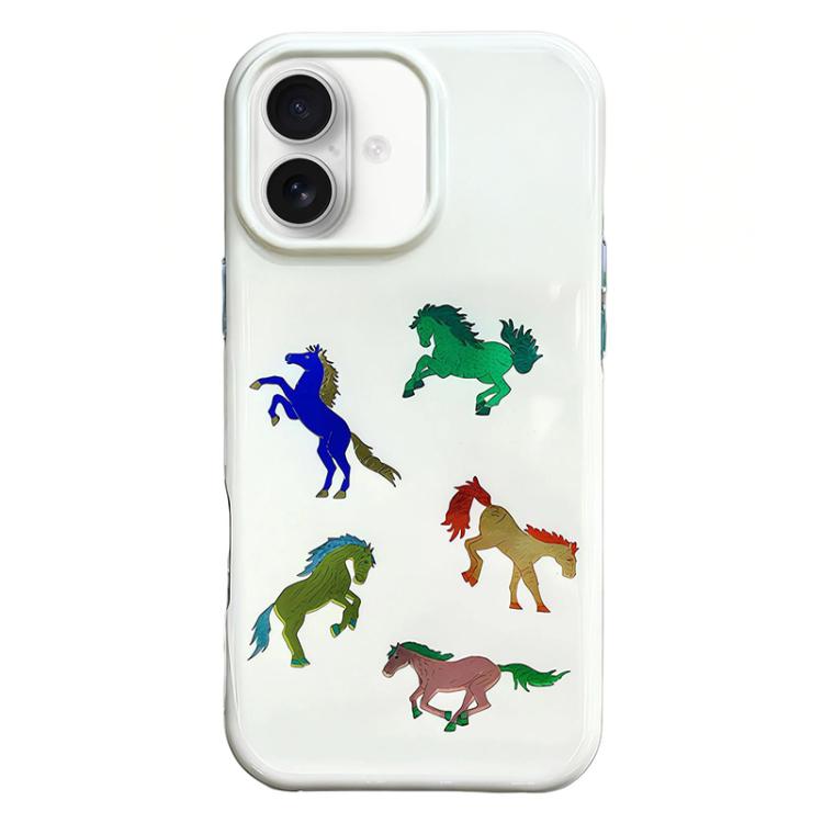 For iPhone 17 Rounded Edge IMD Pattern TPU Phone Case(Horses)