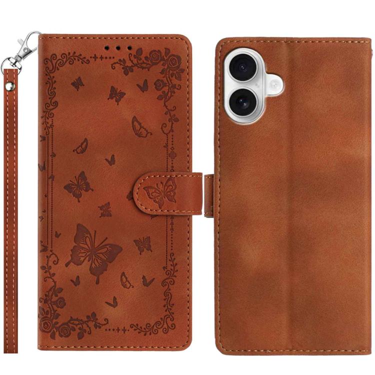 For iPhone 17 Secret Garden Butterfly Pattern Leather Phone Case(Brown)