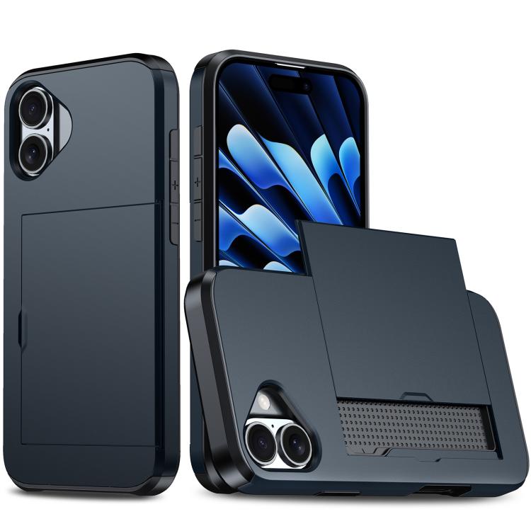For iPhone 17 Shockproof Armor Phone Case with Card Slot(Blue)