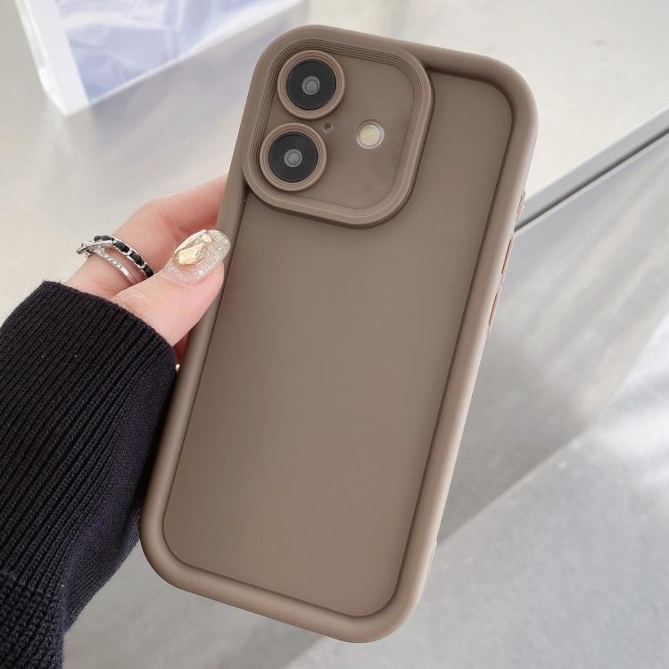 For iPhone 17 Shockproof Frame Frosted Precise Hole TPU Phone Case(Coffee)