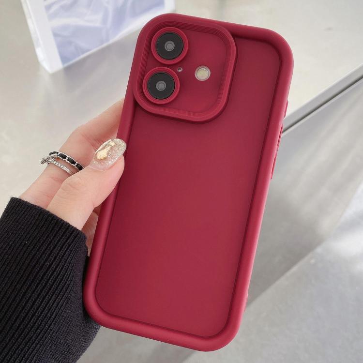 For iPhone 17 Shockproof Frame Frosted Precise Hole TPU Phone Case(Wine Red)