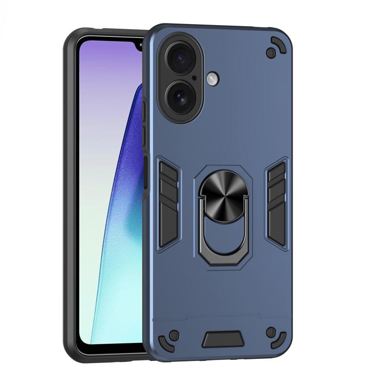 For iPhone 17 Shockproof Metal Ring Holder Phone Case(Blue)