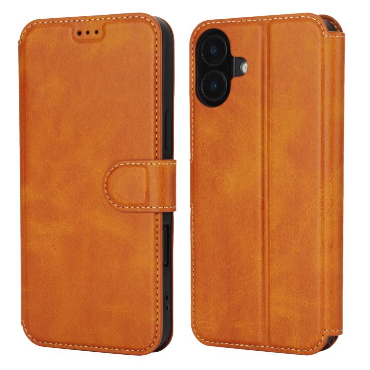 For iPhone 17 Shockproof PU + TPU Leather Phone Case(Light Brown)