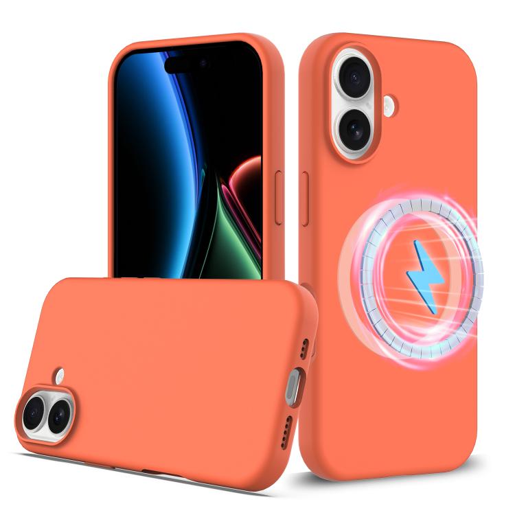 For iPhone 17 Shockproof Silicone Magsafe Phone Case(Gold Orange)