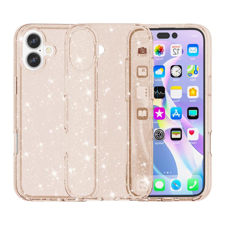For iPhone 17 Shockproof Terminator Glitter Powder Phone Case(Gold)