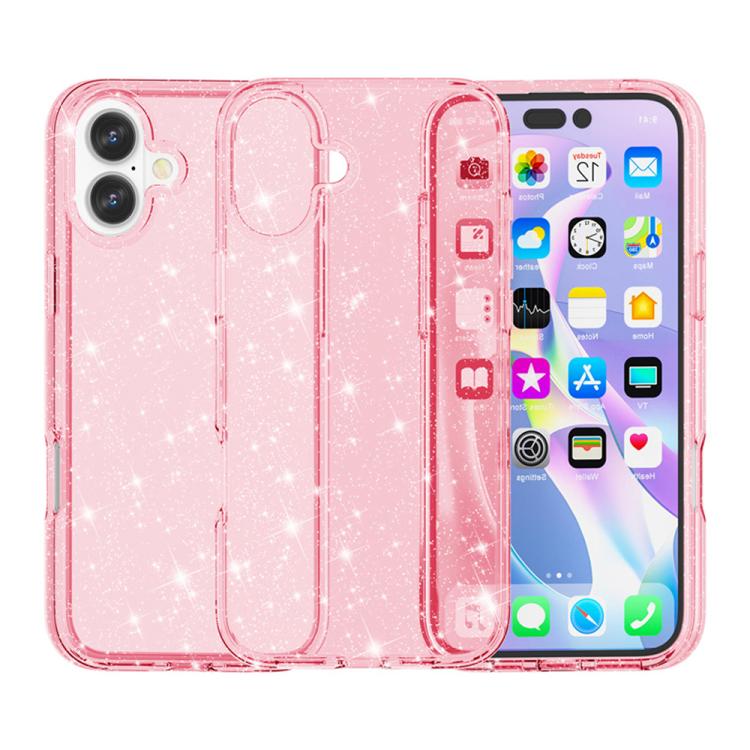 For iPhone 17 Shockproof Terminator Glitter Powder Phone Case(Pink)