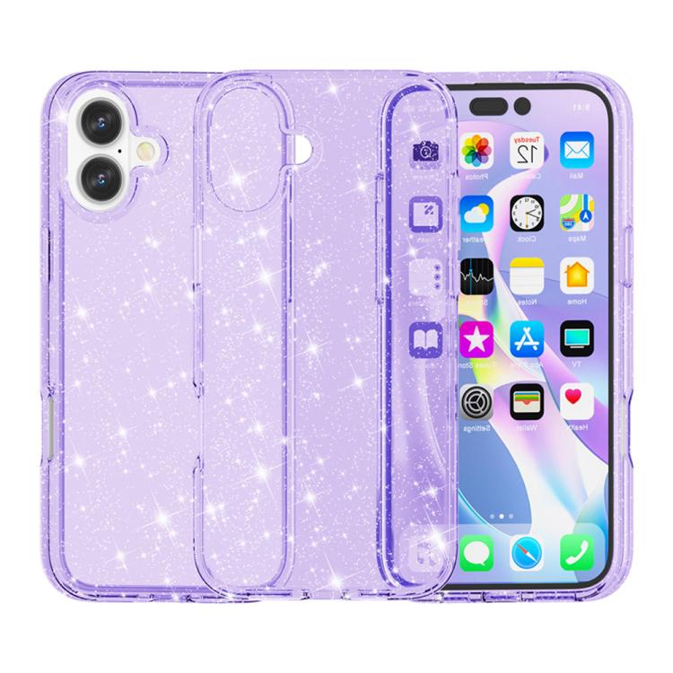 For iPhone 17 Shockproof Terminator Glitter Powder Phone Case(Purple)