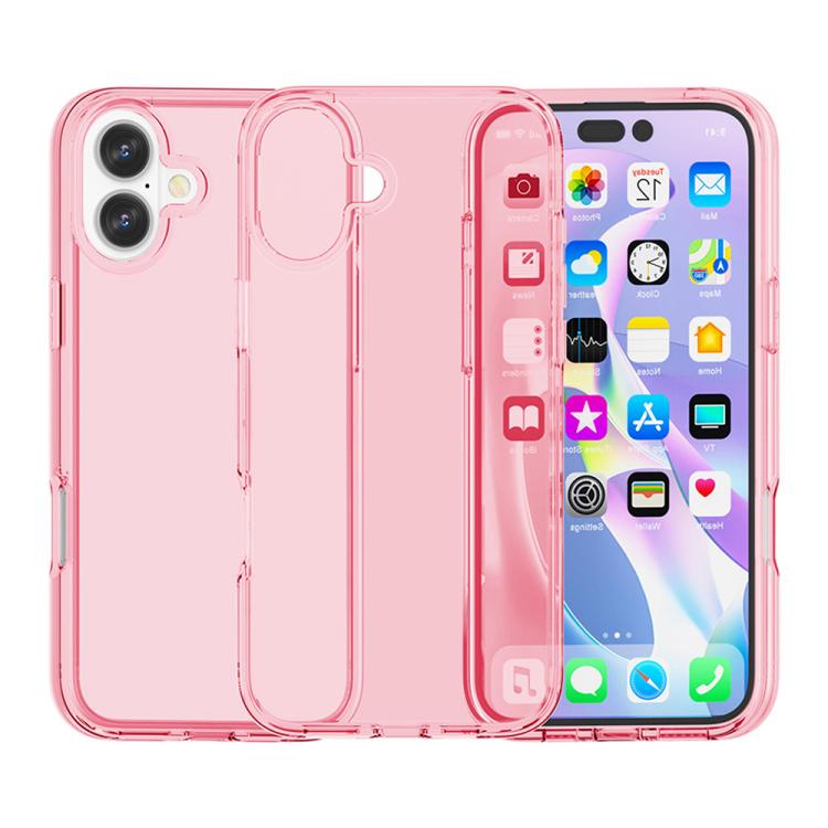 For iPhone 17 Shockproof Terminator Glitter Powder Phone Case(Transparent Pink)