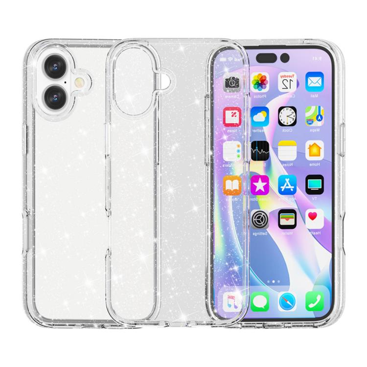 For iPhone 17 Shockproof Terminator Glitter Powder Phone Case(White)