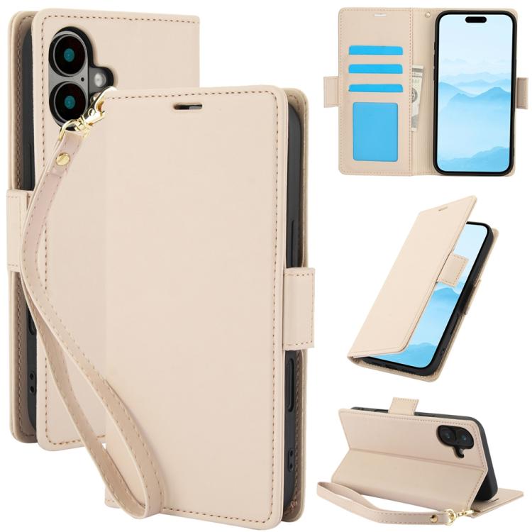 For iPhone 17 Side Buckle RFID Anti-theft Leather Phone Case(Apricot)