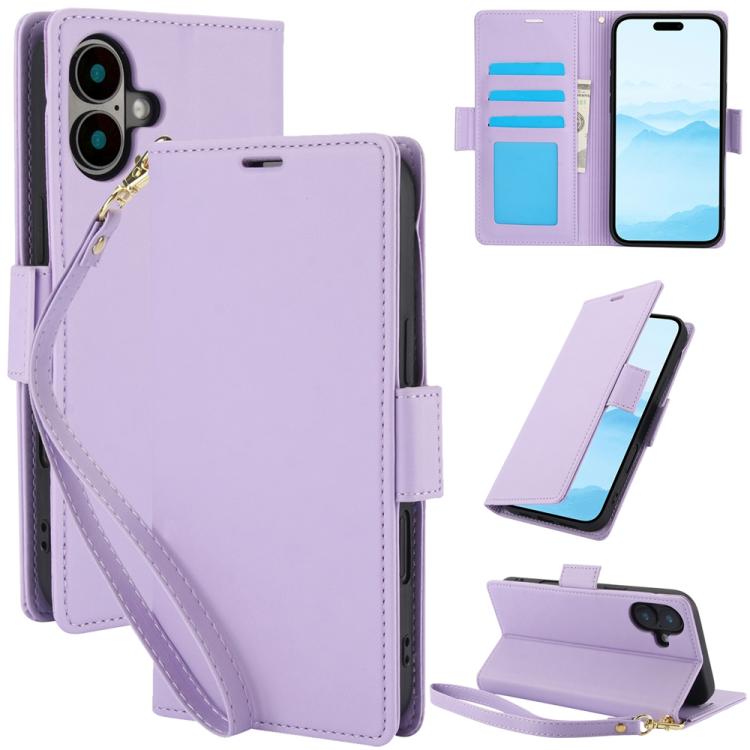 For iPhone 17 Side Buckle RFID Anti-theft Leather Phone Case(Light Purple)