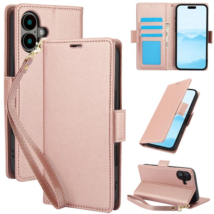 For iPhone 17 Side Buckle RFID Anti-theft Leather Phone Case(Rose Gold)