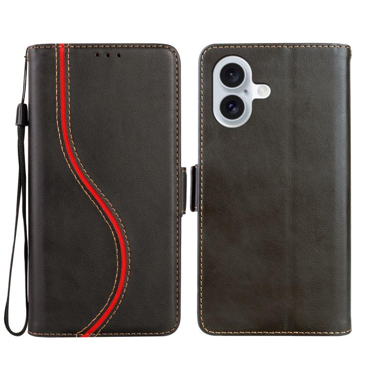 For iPhone 17 Side Buckle S Curve Leather Phone Case(Black)