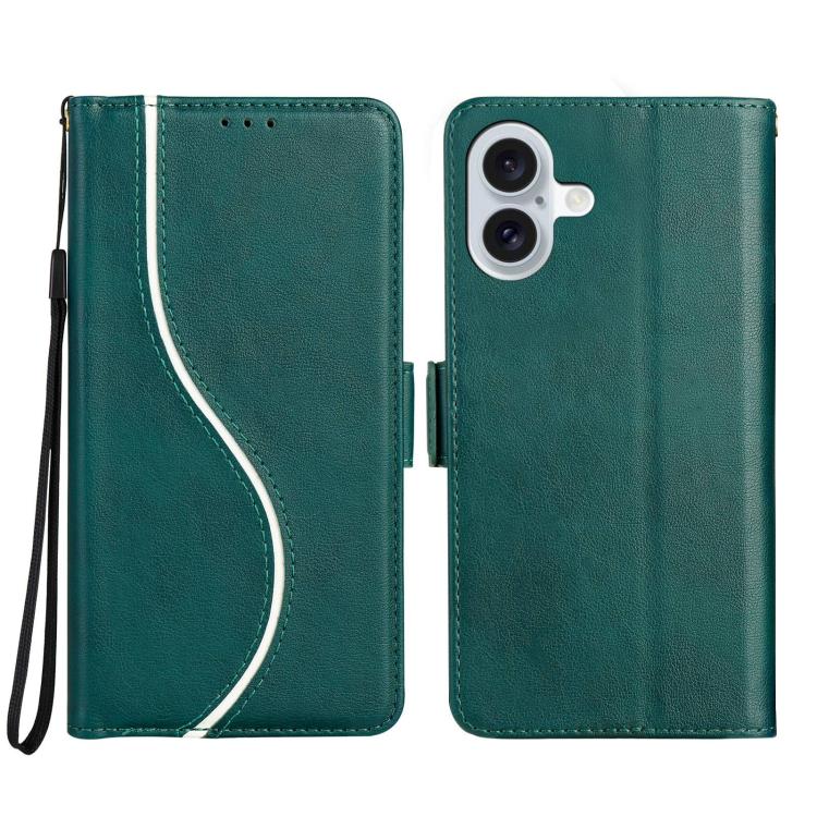 For iPhone 17 Side Buckle S Curve Leather Phone Case(Green)