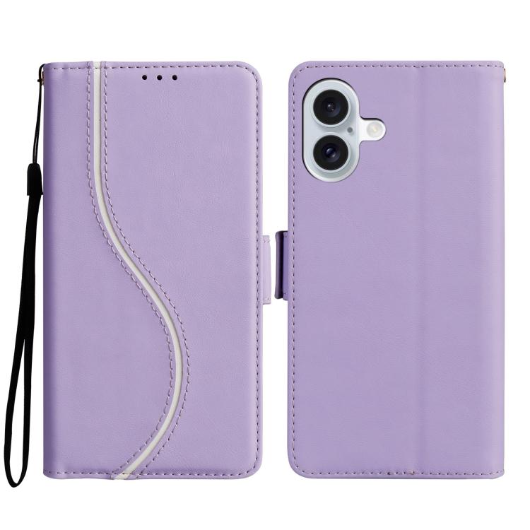 For iPhone 17 Side Buckle S Curve Leather Phone Case(Purple)