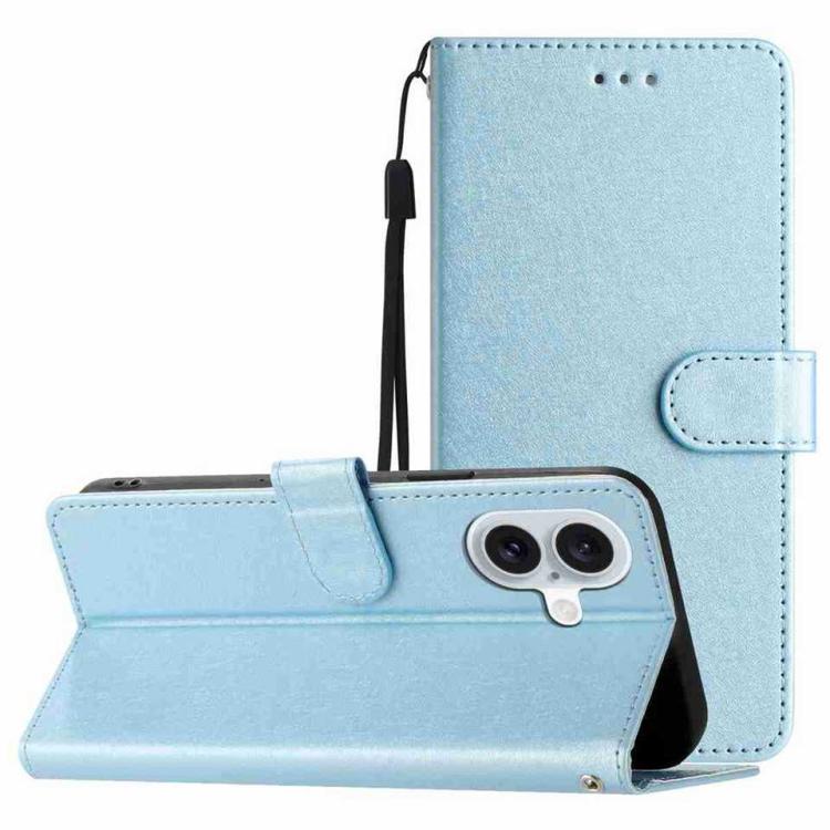 For iPhone 17 Silk Texture Horizontal Flip Leather Phone Case(Light Blue)