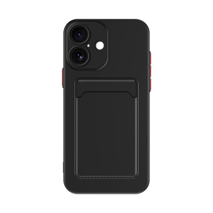 For iPhone 17 Skin Feel Card Contrast Color Button TPU Phone Case(Black)