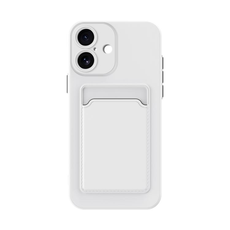 For iPhone 17 Skin Feel Card Contrast Color Button TPU Phone Case(White)