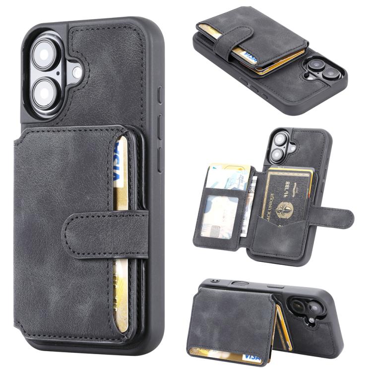 For iPhone 17 Skin Feel Dream RFID Anti-theft PU Card Bag Phone Case(Black)