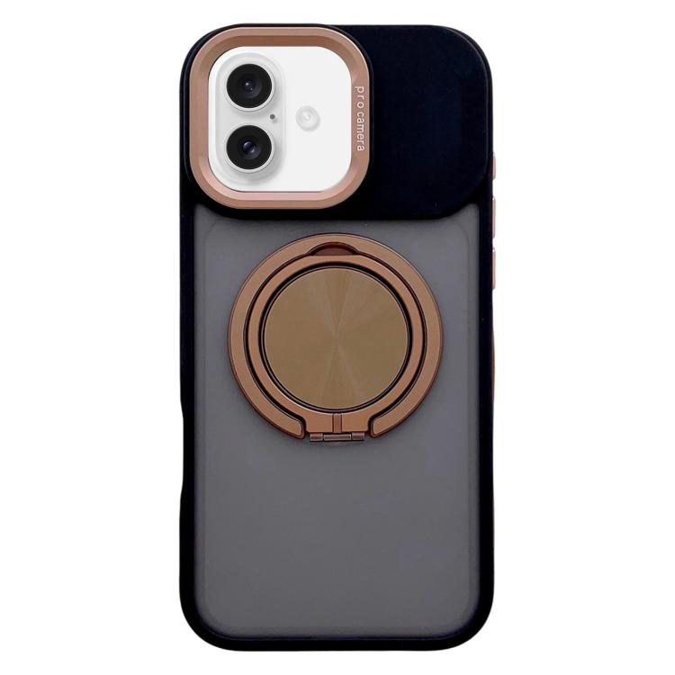 For iPhone 17 Skin Feel Frosted 360 Degree Rotation Magnetic Holder MagSafe Phone Case(Desert Gold)