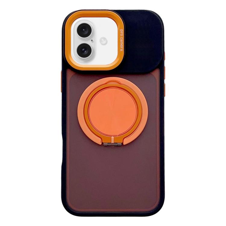 For iPhone 17 Skin Feel Frosted 360 Degree Rotation Magnetic Holder MagSafe Phone Case(Orange)