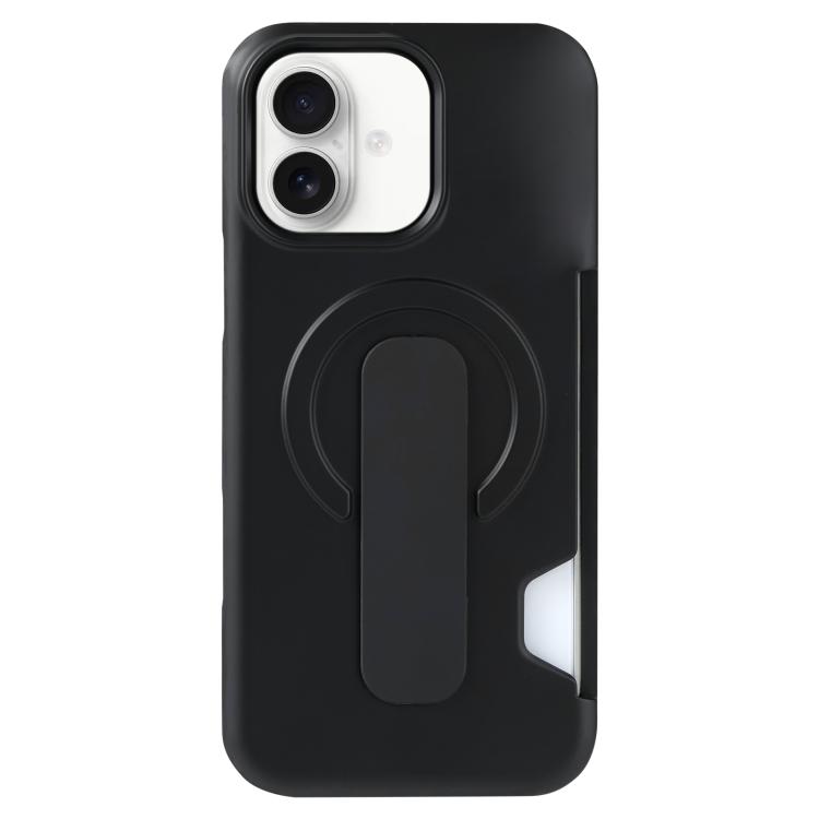 For iPhone 17 Skin Feel Holder Card Slot Magnetic Phone Case(Black)