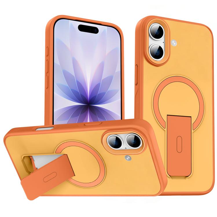 For iPhone 17 Skin Feel Invisible Kickstand MagSafe Phone Case(Orange)