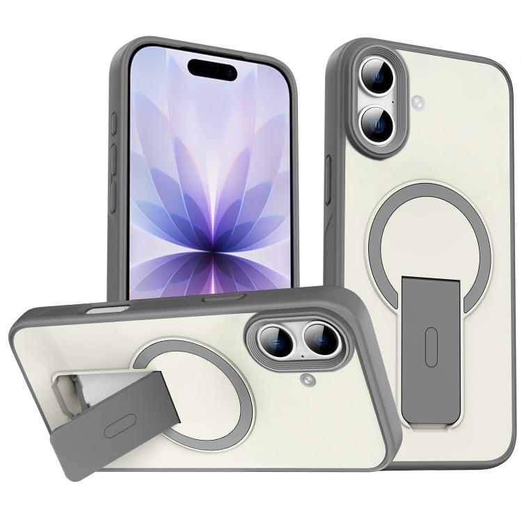 For iPhone 17 Skin Feel Invisible Kickstand MagSafe Phone Case(Titanium Gray)