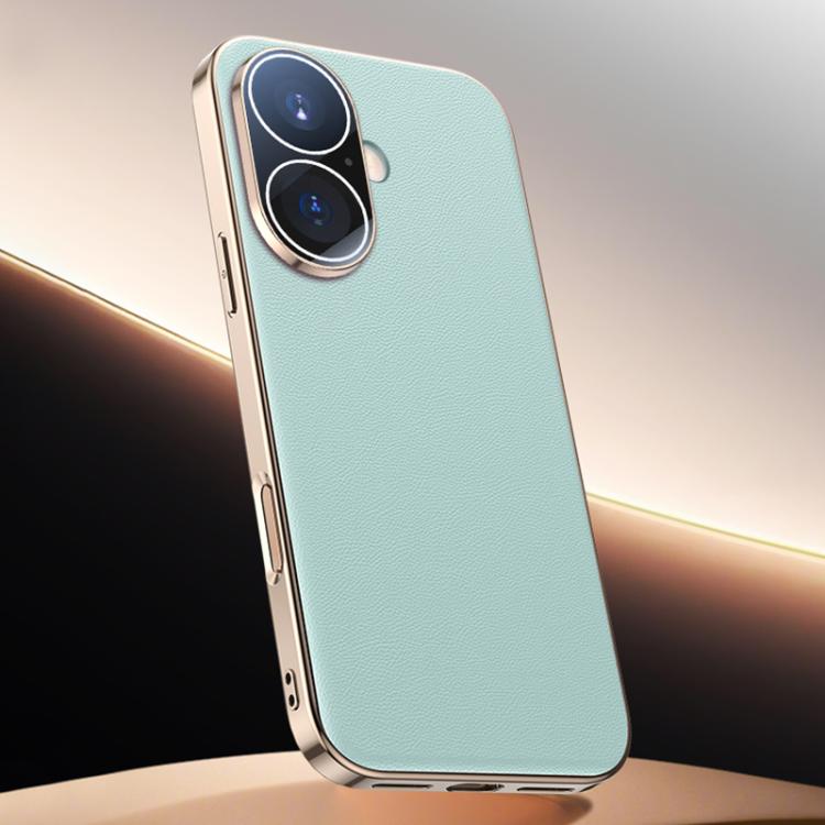 For iPhone 17 Skin Feel Leather Texture Cooling Phone Case(Cyan-blue)