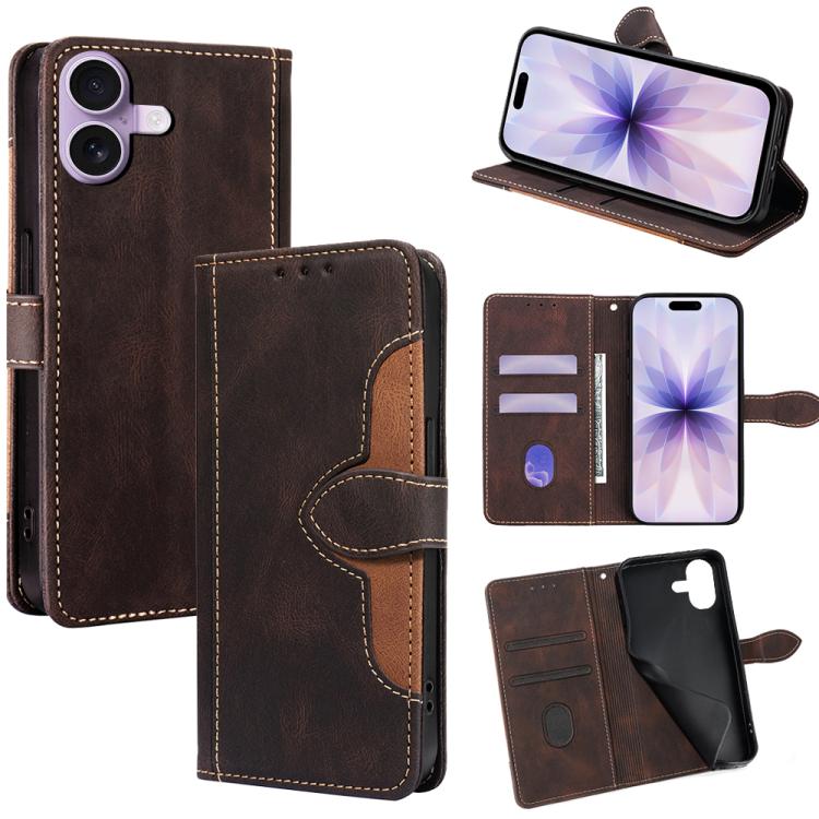 For iPhone 17 Skin Feel Magnetic Buckle Leather Phone Case(Brown)