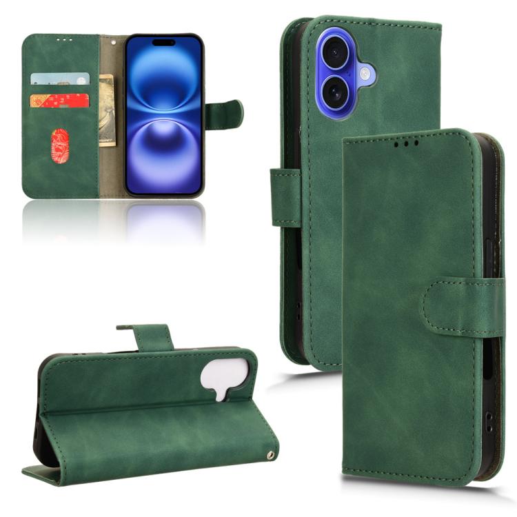 For iPhone 17 Skin Feel Magnetic Flip Leather Phone Case(Green)