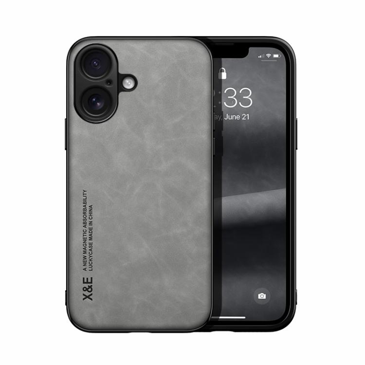For iPhone 17 Skin Feel Magnetic Leather Back Phone Case(Light Grey)