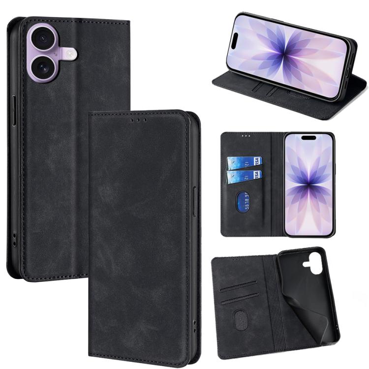For iPhone 17 Skin Feel Magnetic Leather Phone Case(Black)
