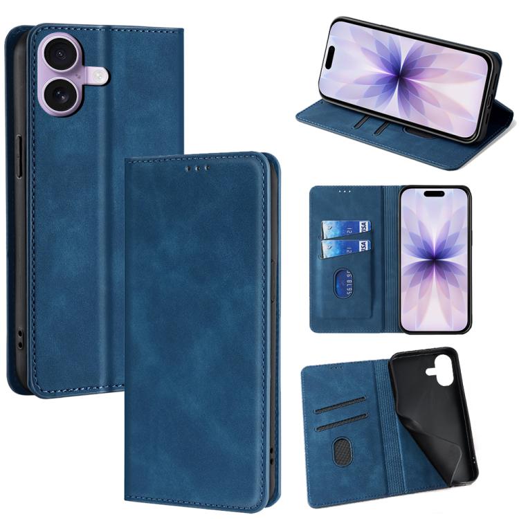 For iPhone 17 Skin Feel Magnetic Leather Phone Case(Blue)