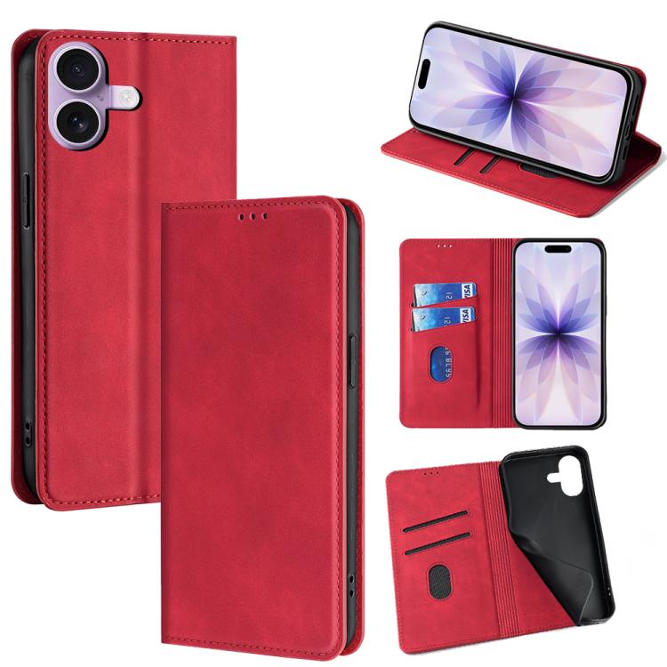 For iPhone 17 Skin Feel Magnetic Leather Phone Case(Red)