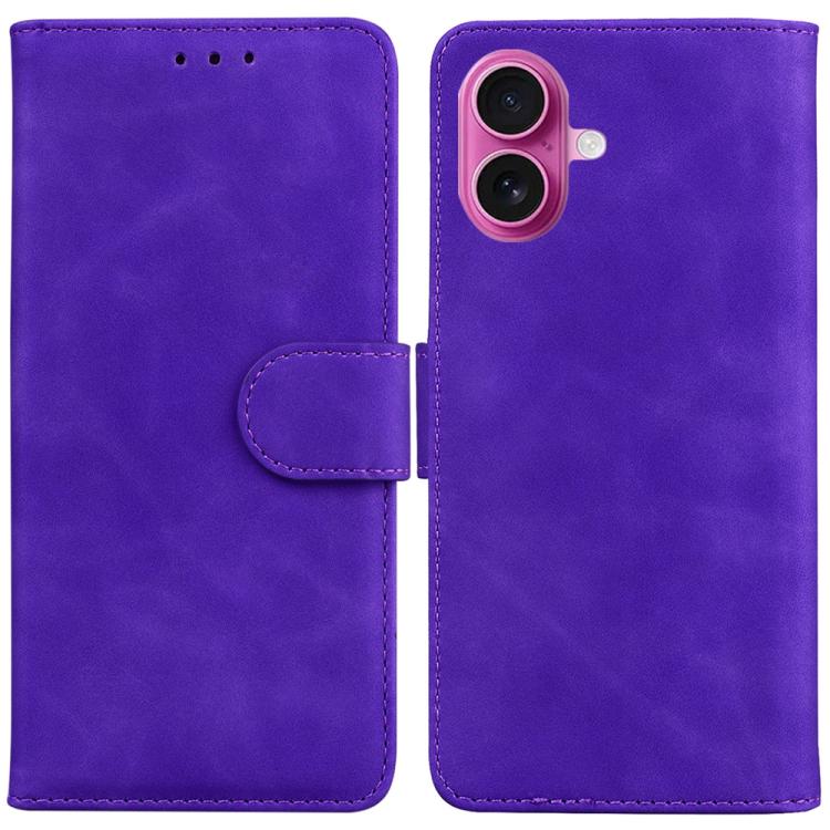 For iPhone 17 Skin Feel Pure Color Flip Leather Phone Case(Purple)