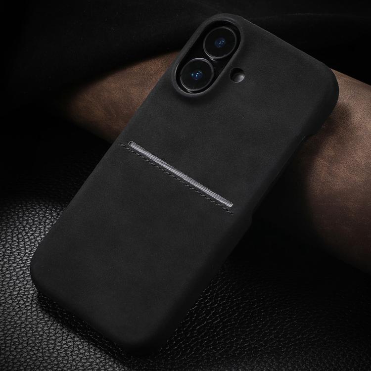 For iPhone 17 Skin Feel Sheepskin Card Slot Phone Case(Black)