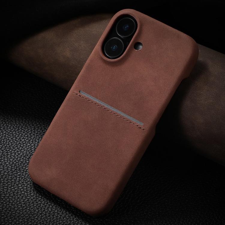 For iPhone 17 Skin Feel Sheepskin Card Slot Phone Case(Brown)