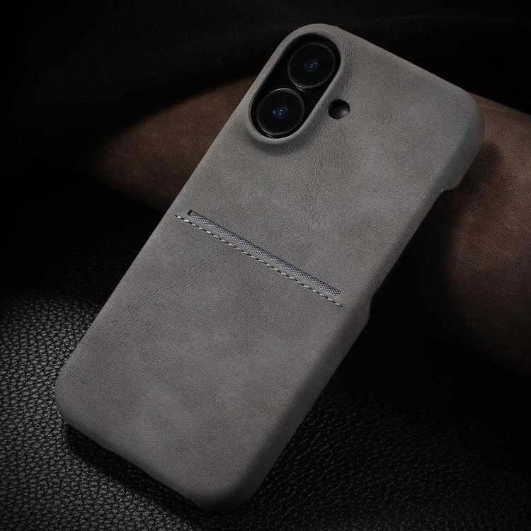 For iPhone 17 Skin Feel Sheepskin Card Slot Phone Case(Grey)