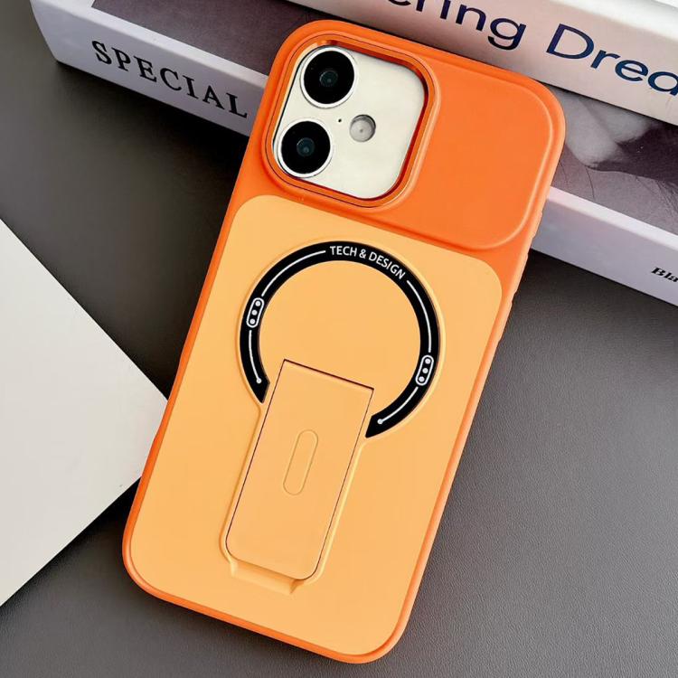 For iPhone 17 Skin-Feel TPU Hybrid PC Magnetic Phone Case with Kickstand(Orange)