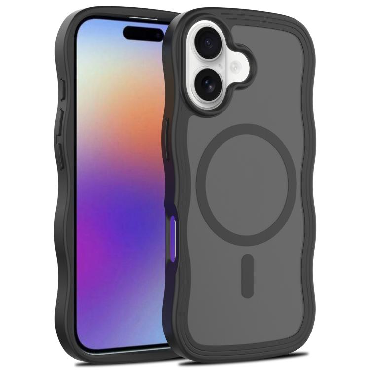 For iPhone 17 Skin Feel Wave Texture MagSafe Phone Case(Black)