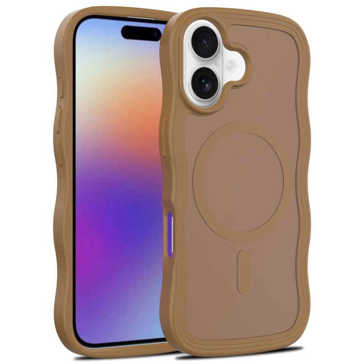 For iPhone 17 Skin Feel Wave Texture MagSafe Phone Case(Brown)
