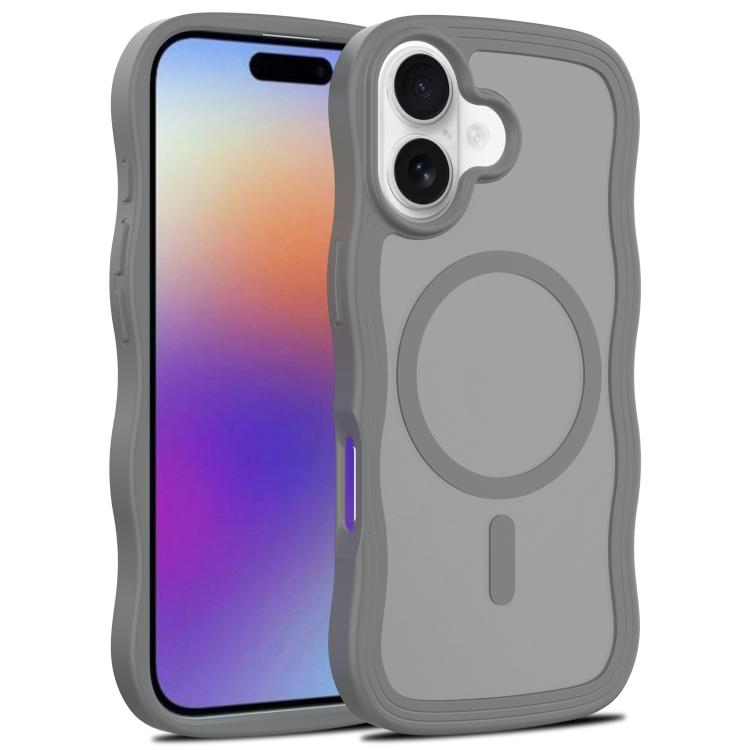 For iPhone 17 Skin Feel Wave Texture MagSafe Phone Case(Grey)