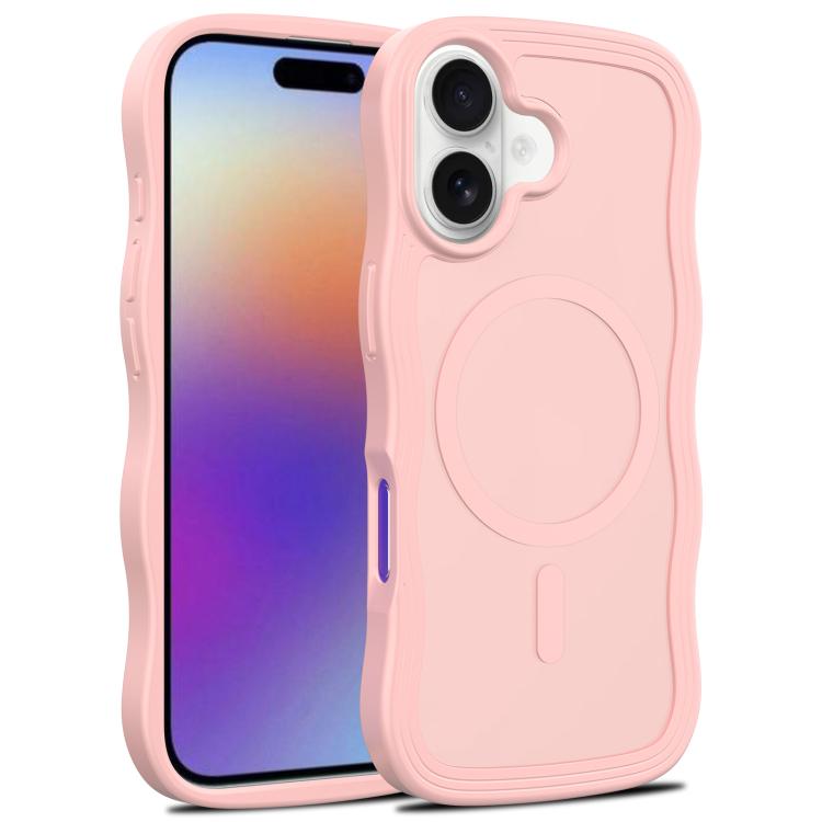 For iPhone 17 Skin Feel Wave Texture MagSafe Phone Case(Pink)