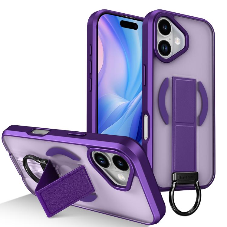 For iPhone 17 Skin-Friendly D-Ring Holder Magnetic Shockproof Phone Case(Purple)
