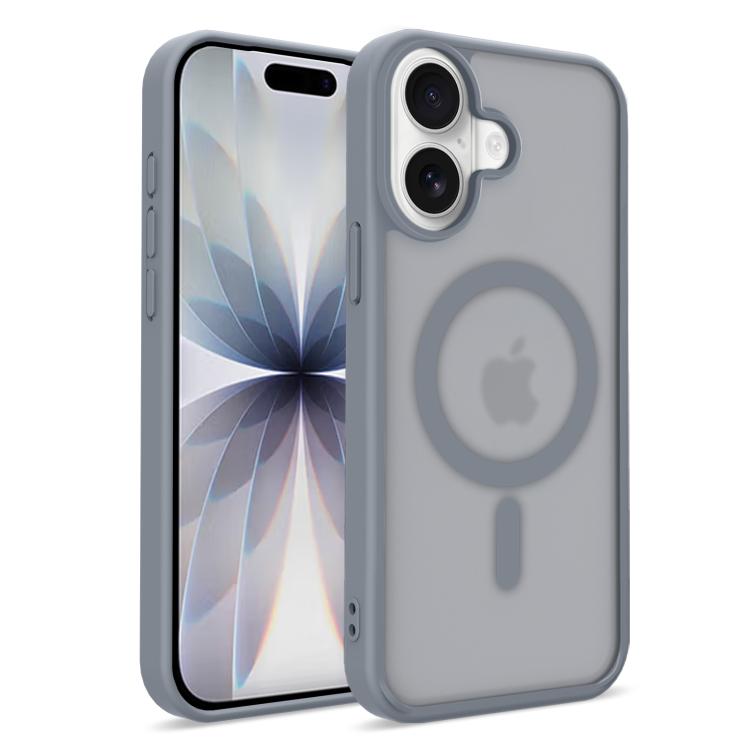 For iPhone 17 Skin-Friendly Magnetic Shockproof TPU Hybrid PC Phone Case(Grey)