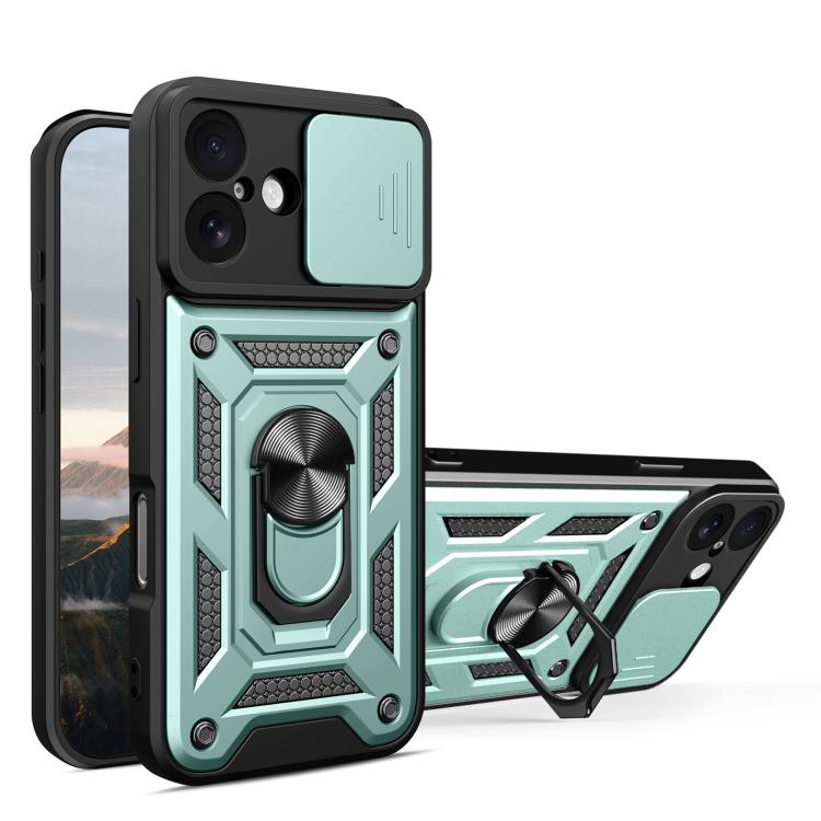 For iPhone 17 Sliding Camera Cover Design TPU+PC Phone Case(Green)
