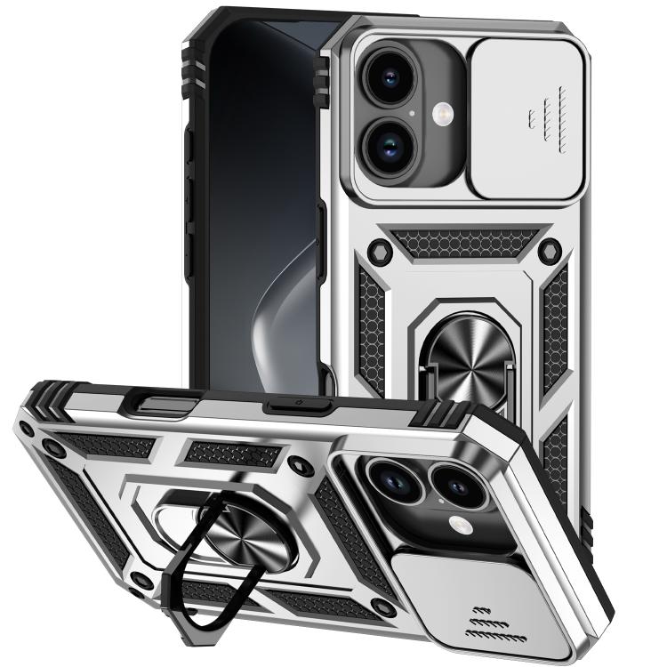 For iPhone 17 Sliding Camshield Holder Phone Case(Silver)